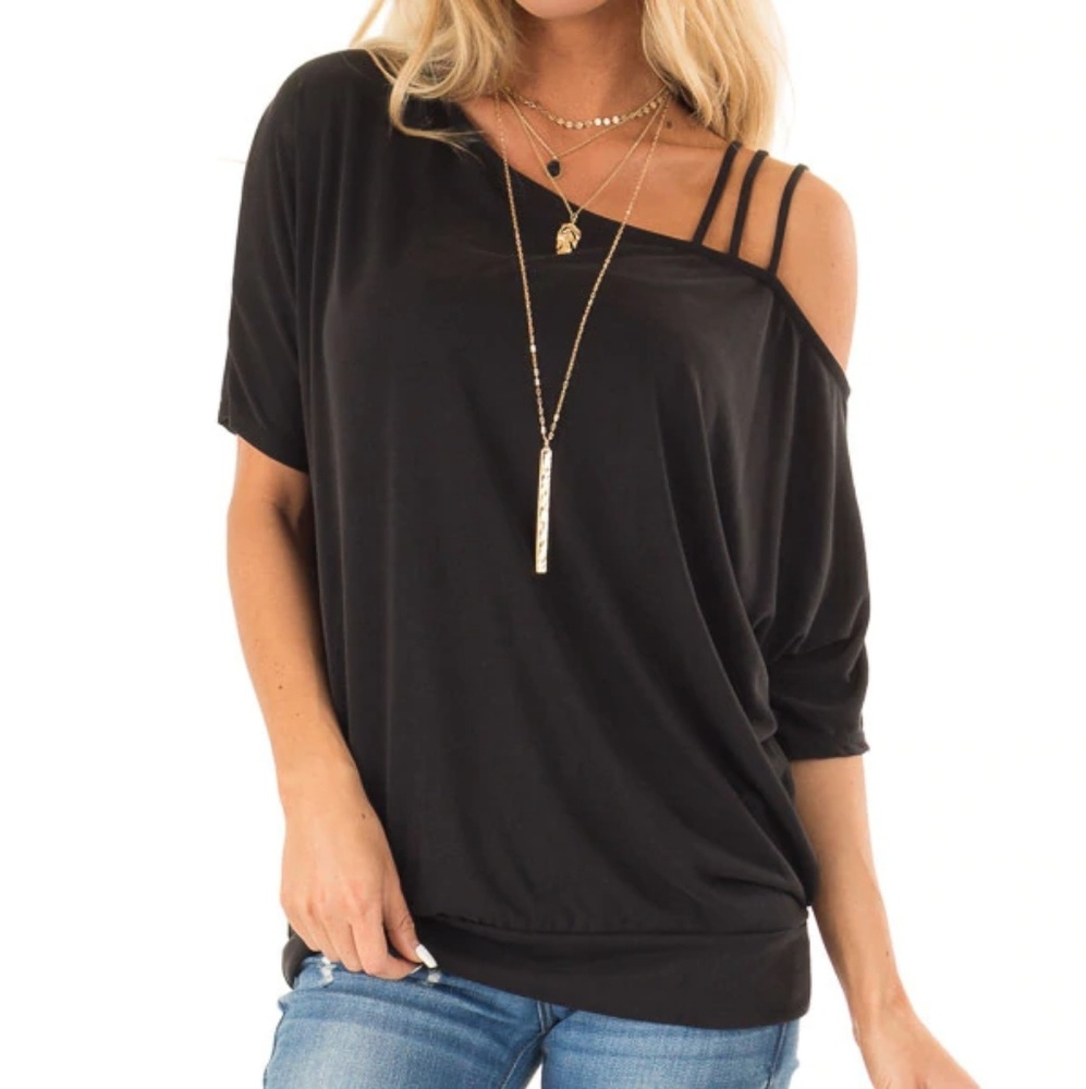 White Birch Off The Shoulder Black Top